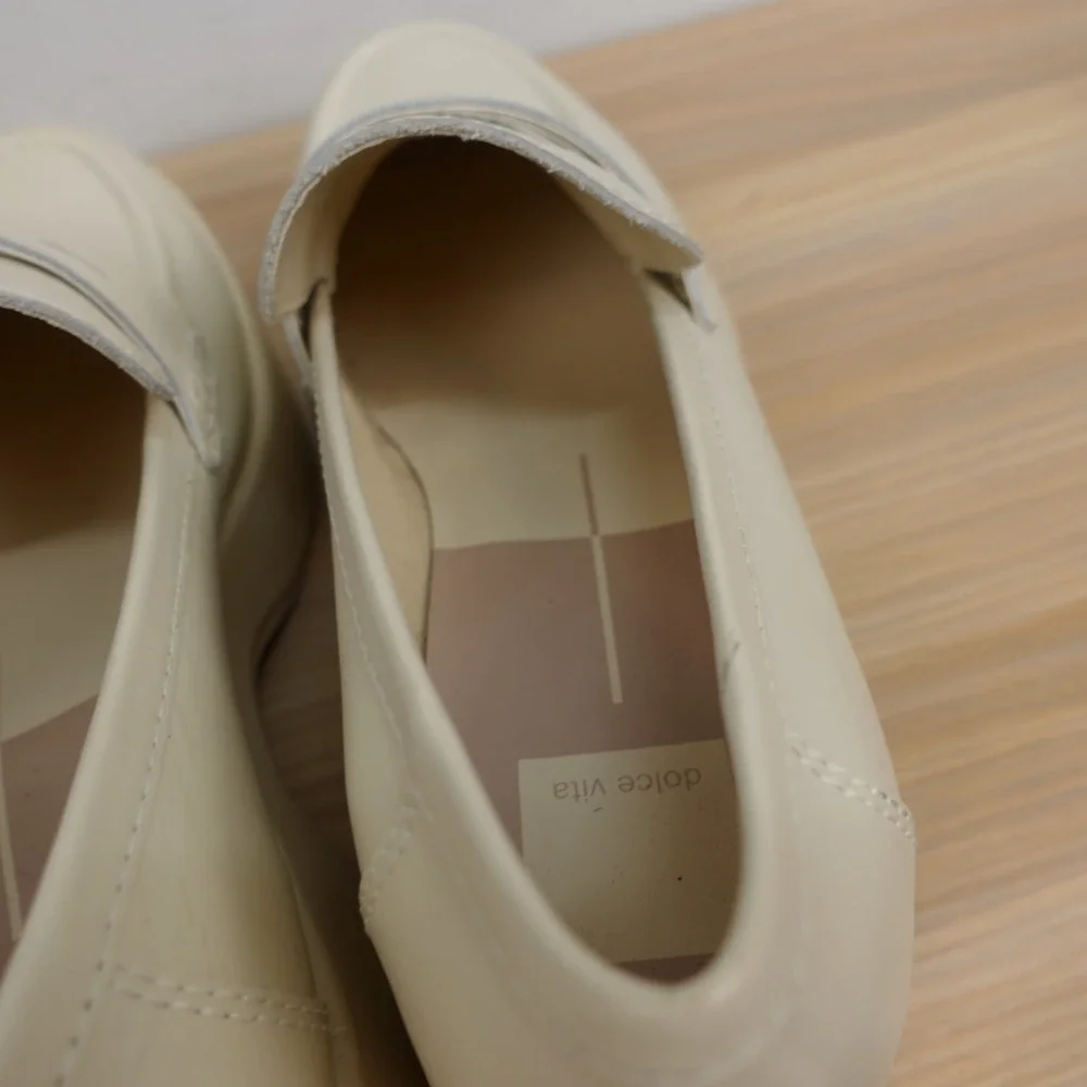 Dolce Vita Womens Platform Penny Loafers 8.5 Cream Y2K Cyber Prep Chunky Retro